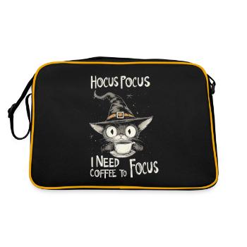 Hocus Pocus Katze Hexenhut Kaffee Lustig - Retro Tasche - Schwarz/Gold - Hinten