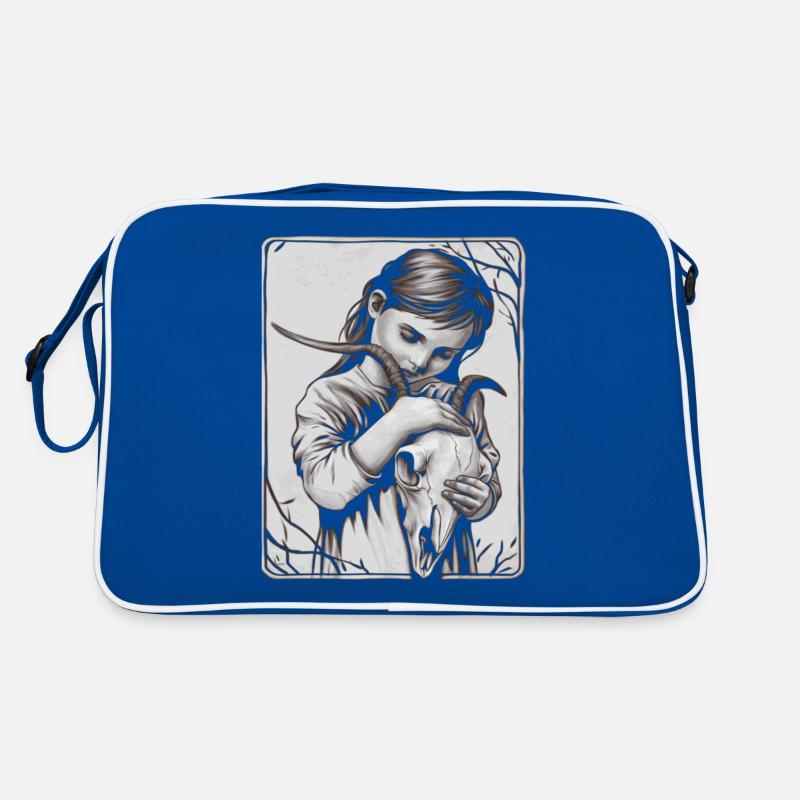 Verborgene Dunkelheit – Mädchen mit Dämonenschädel Retro Tasche