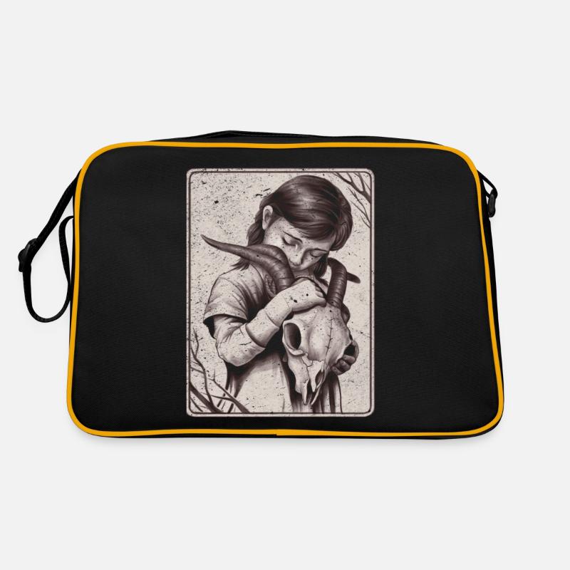 Verborgene Dunkelheit – Mädchen mit Dämonenschädel Retro Tasche