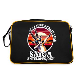 I Love Saiga Antelope Saying - Retro Bag - black/gold - Back