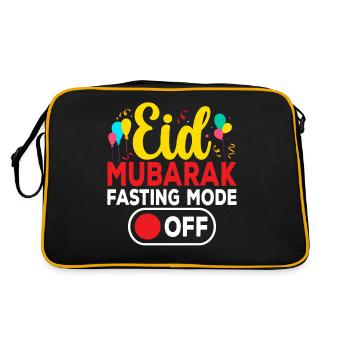 Eid Mubarak Fasting Mode Off Funny Islam Muslim - Retro Bag - black/gold - Back