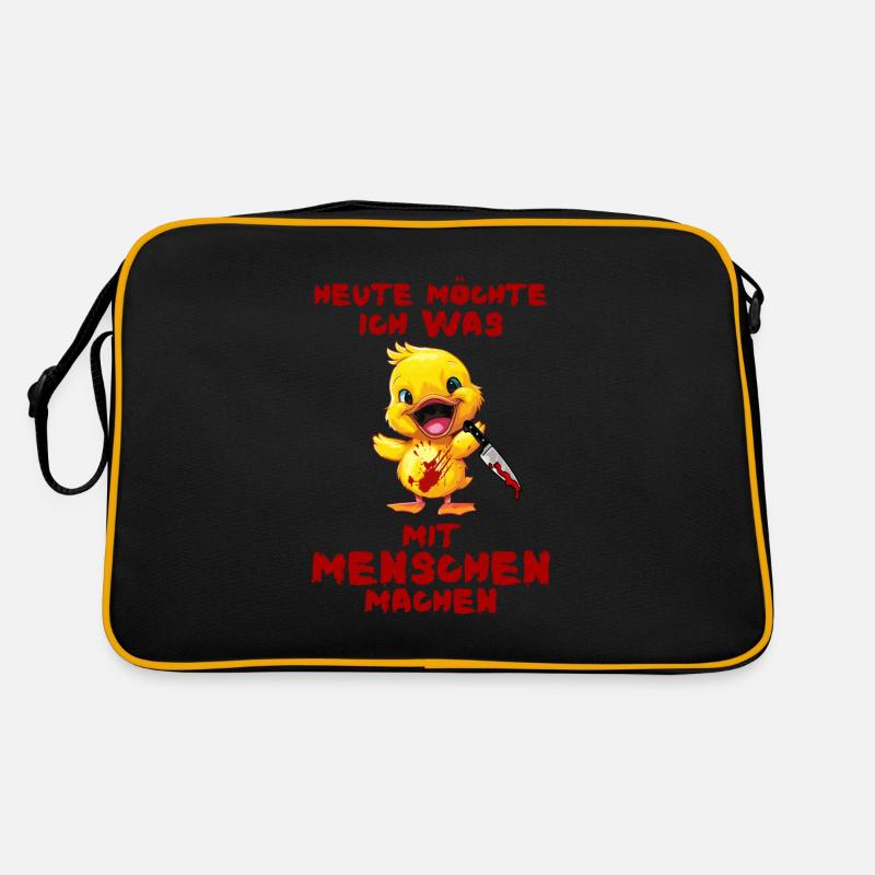 Heute mit Menschen machen - Ente mit Messer Retro Tasche