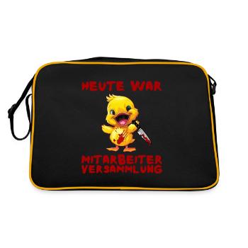 Mitarbeiterversammlung - Ente mit Messer Halloween - Retro Tasche - Schwarz/Gold - Hinten