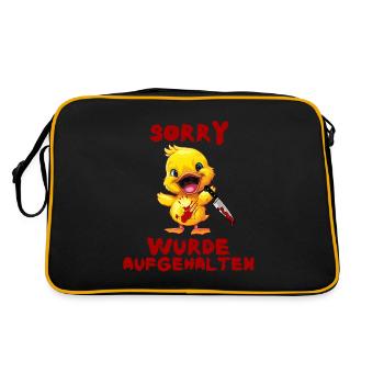 Wurde aufgehalten - Ente mit Messer Halloween - Retro Tasche - Schwarz/Gold - Hinten