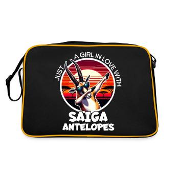 Girl Loves Saiga Antelope - Retro Bag - black/gold - Back