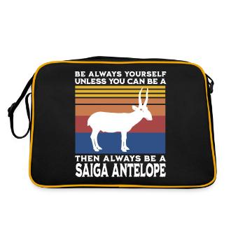 Saiga Antelope Saying - Retro Bag - black/gold - Back
