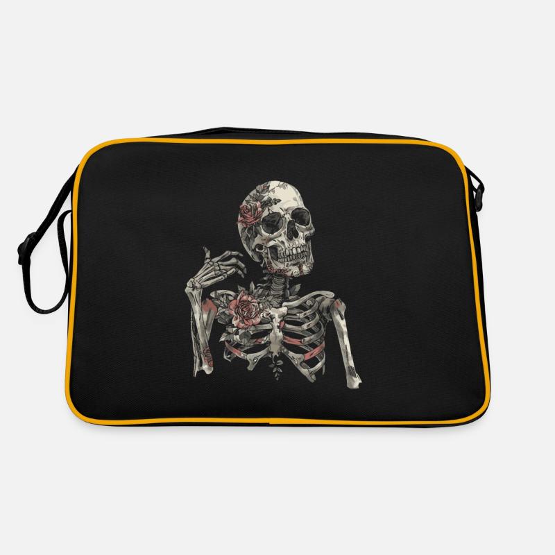 Skull Halloween Skeleton with Roses - Skull Retro Bag