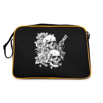 Crâne Halloween Roses - Crâne Revolver Design - Sac Retro - noir/or - Dos
