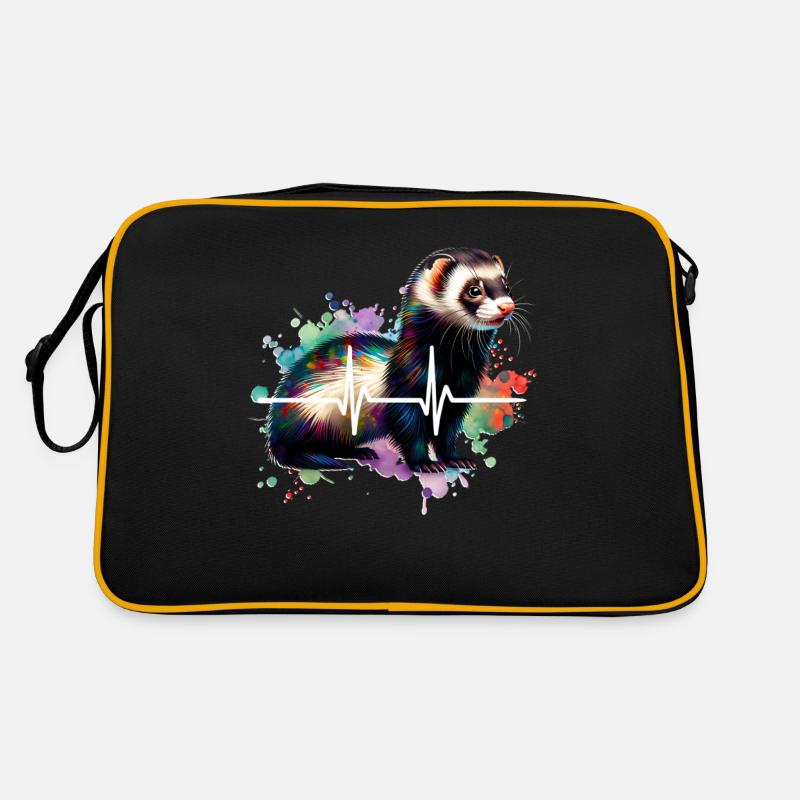 Iltis Schwarzfussiltis EKG - Retro Tasche - Schwarz/Gold