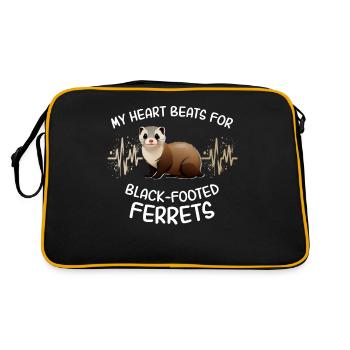 Iltis Schwarzfussiltis Herzlinie - Retro Tasche - Schwarz/Gold - Hinten