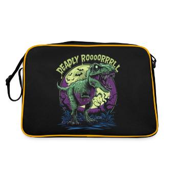 Zombie T-REX – Deadly Roar für Dinoliebhaber - Retro Tasche - Schwarz/Gold - Hinten