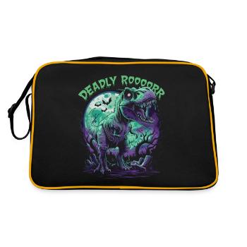 Zombie T-REX – Deadly Roar für Dinoliebhaber - Retro Tasche - Schwarz/Gold - Hinten