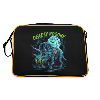 Zombie Triceratops – Deadly Roar for dinosaur lovers - Retro Bag - black/gold - Back