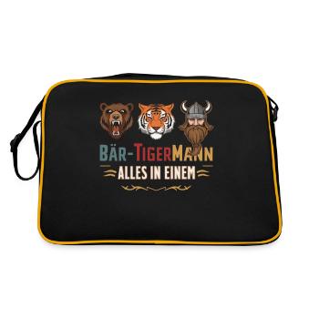 Bär, Tiger, Mann – Alles in Einem Kraftvoller Look - Retro Tasche - Schwarz/Gold - Hinten