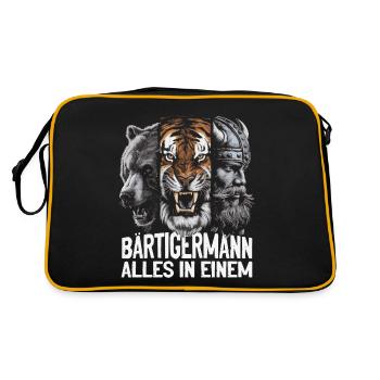 Bär, Tiger, Mann – Alles in Einem Kraftvoller Look - Retro Tasche - Schwarz/Gold - Hinten