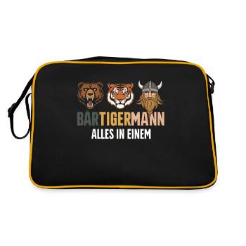 Bär, Tiger, Mann – Alles in Einem Kraftvoller Look - Retro Tasche - Schwarz/Gold - Hinten