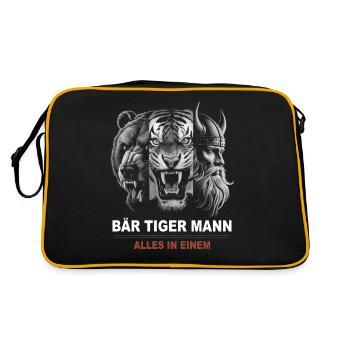 Bär, Tiger, Mann – Alles in Einem Kraftvoller Look - Retro Tasche - Schwarz/Gold - Hinten