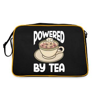 Tea Lover Tea Drinker Quotes Powered By Tea - Retro Tasche - Schwarz/Gold - Hinten