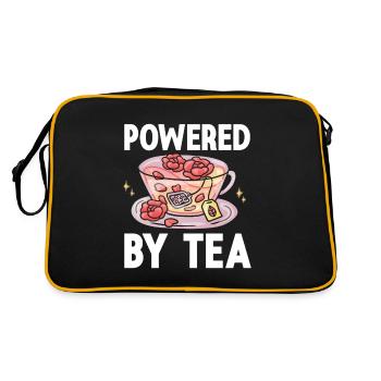 Tea Lover Tea Drinker Quotes Powered By Tea - Retro Tasche - Schwarz/Gold - Hinten