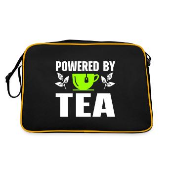 Tea Lover Tea Drinker Quotes Powered By Tea - Retro Tasche - Schwarz/Gold - Hinten