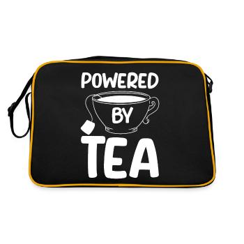 Tea Lover Tea Drinker Quotes Powered By Tea - Retro Tasche - Schwarz/Gold - Hinten