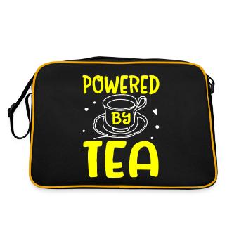 Tea Lover Tea Drinker Quotes Powered By Tea - Retro Tasche - Schwarz/Gold - Hinten
