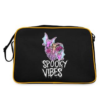 Colorful skeleton rib cage with bats design - Retro Bag - black/gold - Back