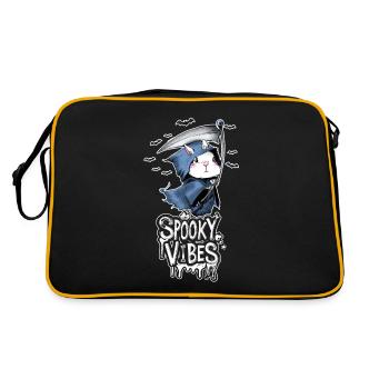 Sensenmann Hase und Fledermäuse Design - Retro Tasche - Schwarz/Gold - Hinten
