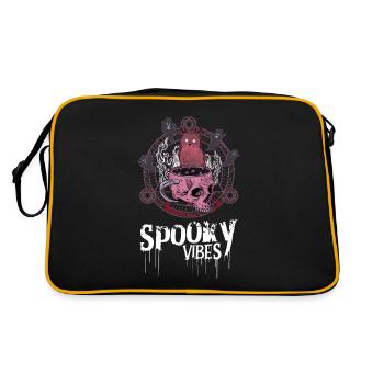 Red Cat and Skull Mug Design - Retro Bag - black/gold - Back