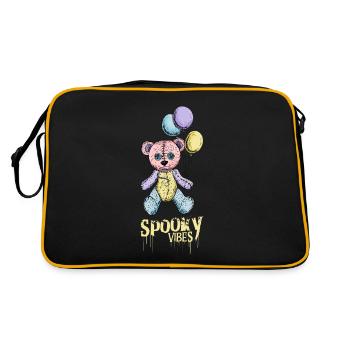 Zerfetzter Teddybär mit Ballons Halloween Design - Retro Tasche - Schwarz/Gold - Hinten