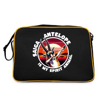 Funny Saiga Antelope Sayings - Retro Bag - black/gold - Back