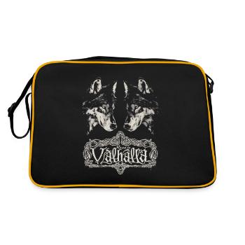 Spiegelbild Wolf Road to Valhalla Design - Retro Tasche - Schwarz/Gold - Hinten