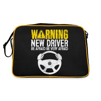 Warning New Driver Be Afraid Funny Driving Permit - Retro Bag - black/gold - Back
