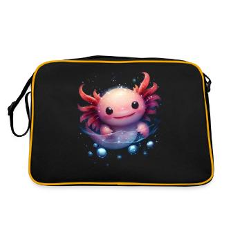 Magic kawaii axolotl with water bubbles for fans - Retro Bag - black/gold - Back