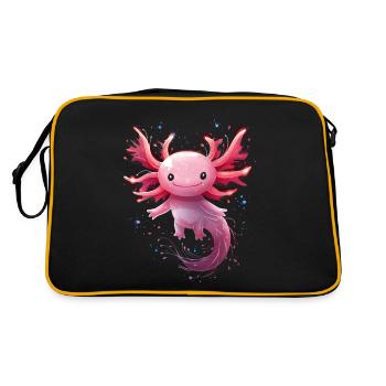 Magical kawaii axolotl in glittering surroundings - Retro Bag - black/gold - Back
