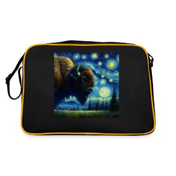 Bison Präriebison Starry Night - Retro Tasche - Schwarz/Gold - Hinten
