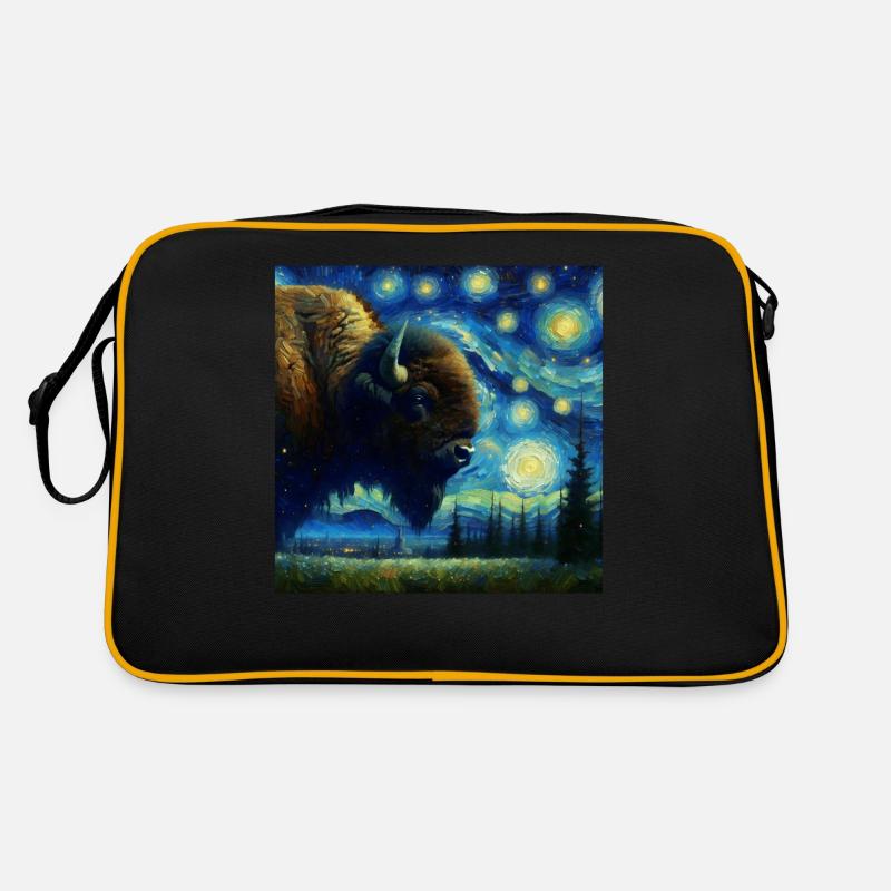 Bison Prairie Bison Starry Night Retro Bag