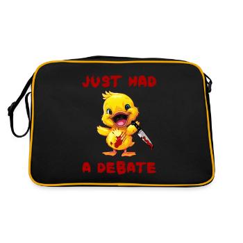 Duck with Knife Gerade Debattiert Gruselig Lustig - Retro Tasche - Schwarz/Gold - Hinten