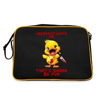 Duck with Knife Unterschätze Mich Lustig Gruselig - Retro Tasche - Schwarz/Gold - Hinten