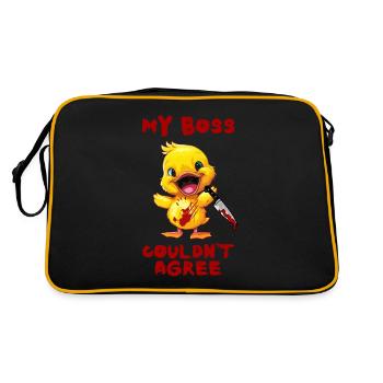 Duck with Knife Mein Chef Stimmt Zu Halloween - Retro Tasche - Schwarz/Gold - Hinten
