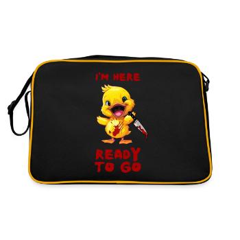 Duck with Knife - Bin Bereit Gruselig Halloween - Retro Tasche - Schwarz/Gold - Hinten