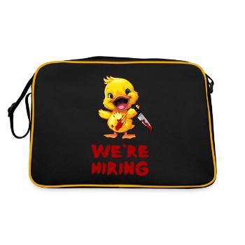 Duck with Knife - Wir Stellen Ein Lustig Gruselig - Retro Tasche - Schwarz/Gold - Hinten