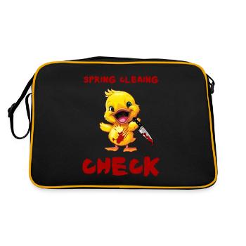 Duck with Knife - Frühjahrsputz Erledigt Lustig - Retro Tasche - Schwarz/Gold - Hinten