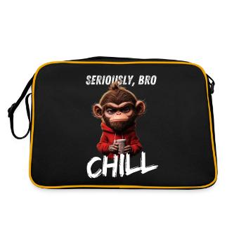 Seriously Bro Chill Monkey Meme Gambler Design - Retro Bag - black/gold - Back