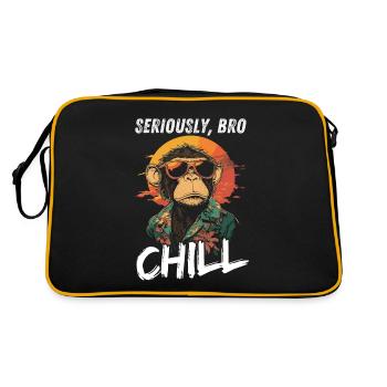 Seriously Bro Chill Monkey Meme Sunset - Retro Bag - black/gold - Back