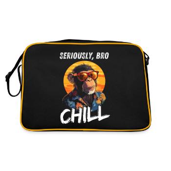 Seriously Bro Chill Monkey Gambler Sunset - Retro Bag - black/gold - Back
