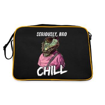 Seriously Bro Chill Lizard Meme Design - Retro Bag - black/gold - Back