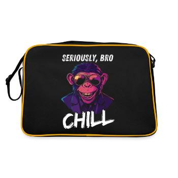 Seriously Bro Chill Monkey Smile Meme Design - Retro Bag - black/gold - Back