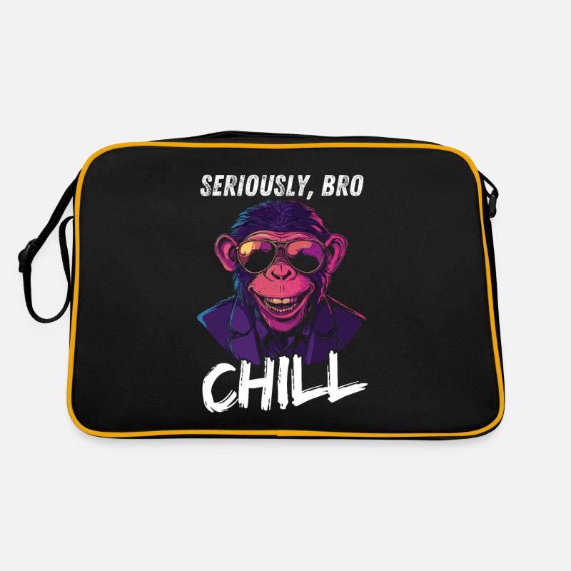 Sérieusement Bro Chill Monkey Smile Meme Design - Sac Retro - noir/or