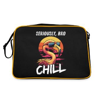 Seriously Bro Chill Flamingo Meme Design - Retro Bag - black/gold - Back